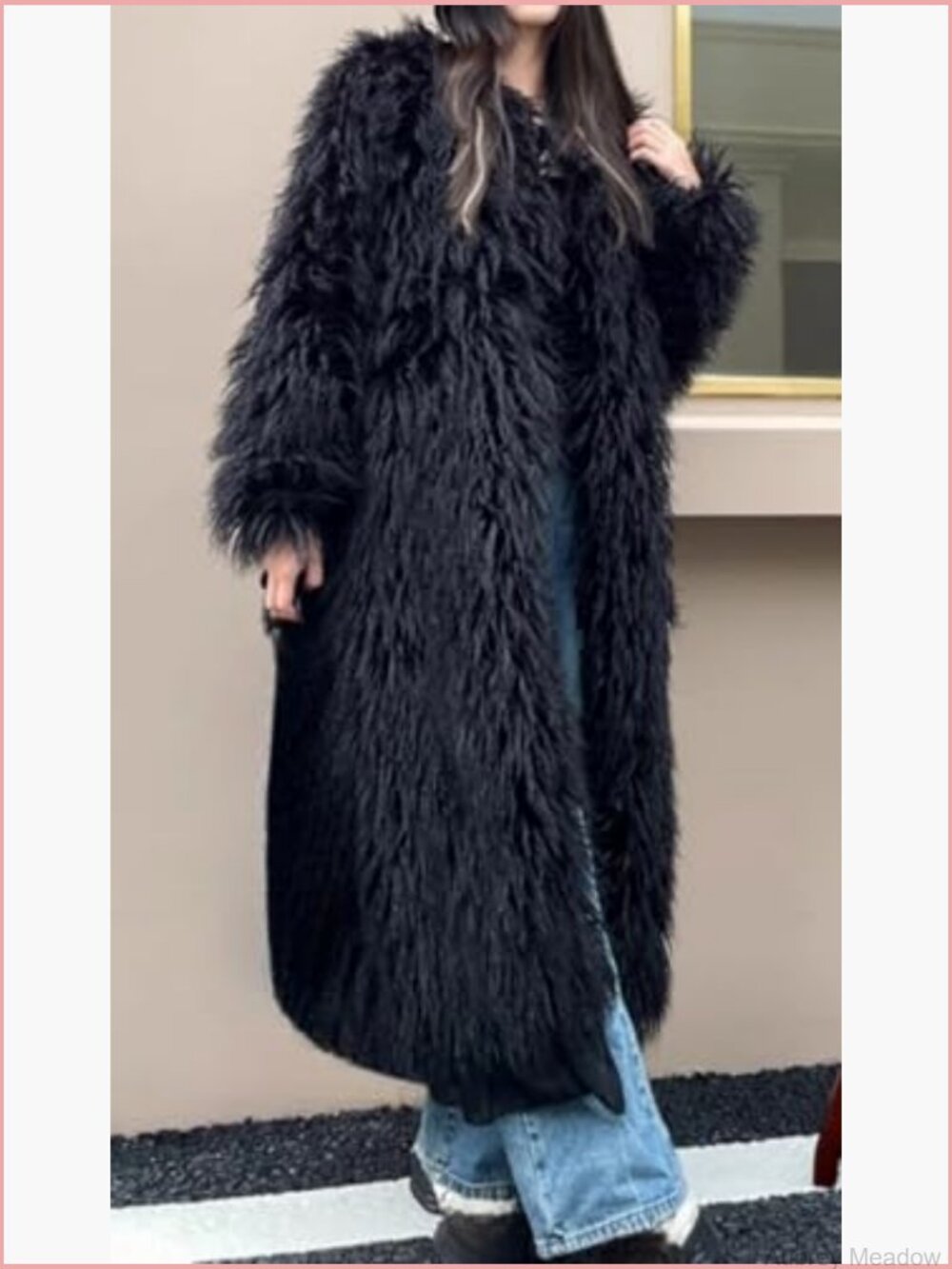 Shaggy Faux Fur Maxi Overcoat, Fluffy Long Cardigan Jacket - Picture 6 of 7